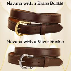 Havana lined and stitched leather belt with your choice of buckle.