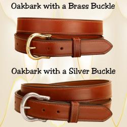 Oakbark lined and stitched leather belt with your choice of buckle.