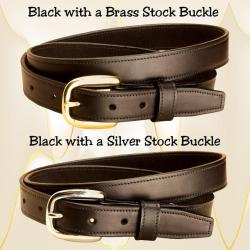 Black edge stitched leather belt with your choice of belt buckle. 