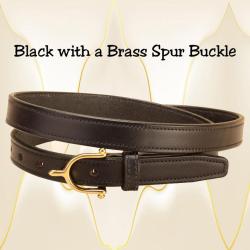 Black leather English spur belt with 3/4