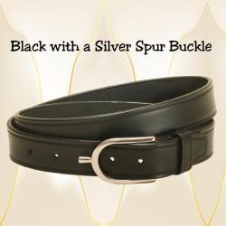 Black leather English spur buckle leather equestrian belt from Tory Leather.