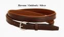 Havana belt with oakbark padding and a nickel silver buckle.