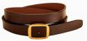 Conway center post buckle Havana English bridle leather belt that is 1 1/4 inch wide.