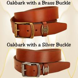 Oakbark bridle leather signature keeper belt.