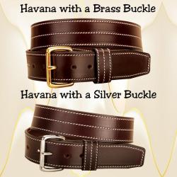 Triple stitched Havana leather belt with choice of buckle.