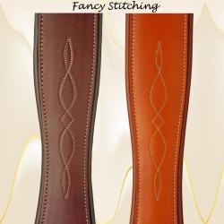 Edgewood double elastic leather girths come with fancy stitching.