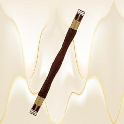 Top quality Edgewood dark Havana leather horse girth with elastic on both ends.