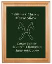 Genuine Red Alder plaque with engraved horse breed logo and text.