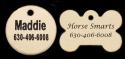 Solid brass engraved circle and dog bone hang down dog id tags. Padded Collar