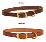 Havana or Oakbark creased leather dog collar with brass hardware from Tory Leather.