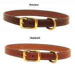 Havana or Oakbark saddle stitched leather dog collar. Leather Dog Collar