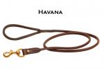 Havana leather rolled dog leash. 4' foot or 6' long