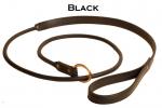 Black leather slip style dog leash from Tory Leather.
