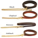 Tory Leather's 3/4 inch leather horse lead is made from single ply leather and comes with a 24 inch fine brass chain.