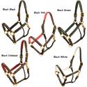 Black leather padded Tory horse halter padding color options.