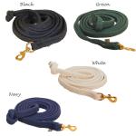 Flat braided cotton horse lead with a brass bolt snap colors.