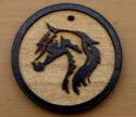 Laser engraved wood horse head charm necklace.