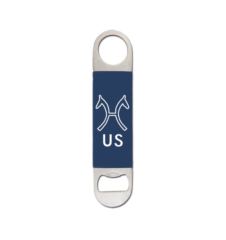 Custom engraved silicone grip bottle opener with a horse breed logo and personalized engraved text of your choice. Horse Gift