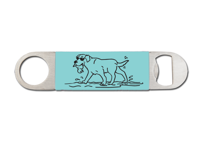 Custom engraved silicone grip bottle opener with a dog design 3 and personalized engraved text of your choice. Dog Lover's Gift