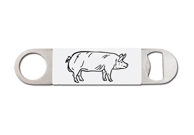 Custom engraved silicone grip bottle opener with a farm animal design and personalized engraved text of your choice. Farm Animal Gift