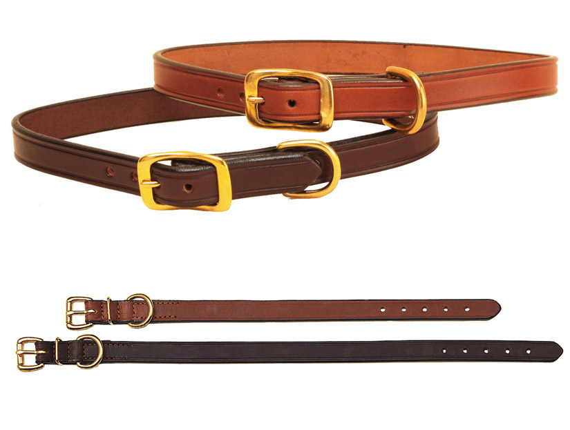 3/4" bridle leather creased dog collar with solid brass buckle and dee.