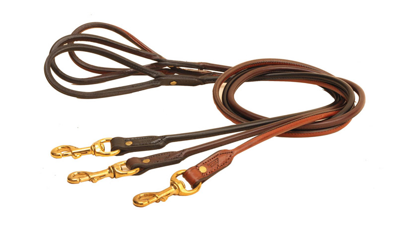Rolled leather dog leash from Tory Leather.