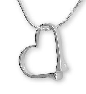 Floating horseshoe nail heart sterling silver equestrian jewelry necklace. Made in the USA