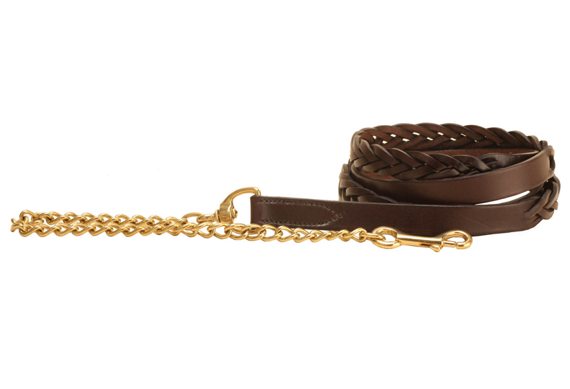 Braided Leather Lead - 24" Brass Chain | Tory Leather