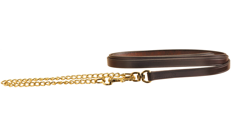 Creased Leather 3/4 inch Horse Lead - 24 inch Fine Brass Chain | Tory Leather