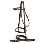 Flat leather English bridle with matching leather reins from Tory Leather. MADE in the USA