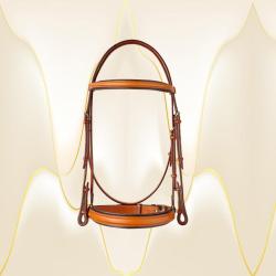 1" plain raised Edgewood leather horse bridle with a padded crown piece. Comes in Cob, Horse and Oversize.