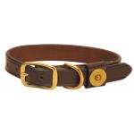 Shot shell leather dog collar from Tory leather comes with solid brass hardware.