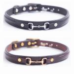 5/8" English bridle leather raised dog collar with Snaffle Bit from Tory Leather. Snaffle Bit Dog Collar