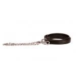 Horse lead shank made of black bridle leather and soft black padding. This horse lead has a silver 12" chain.