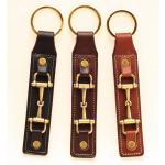 Leather Brass Snaffle Bit Key Fob