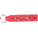 Pink leather nickel silver snaffle bit Key fob.