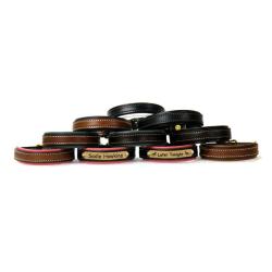 Personalized engraved leather nameplate padded bracelet. Free custom engraved brass nameplate included. Equestrian Jewelry