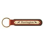 Custom engraved padded leather nameplate key fob with the Doberman Pinscher design of your choice.