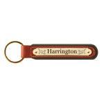 Custom engraved padded leather nameplate key fob with the Golden Retriever design of your choice.