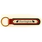 Padded leather key fob with an engraved brass nameplate with your choice of text and dog silhouette. Dog Fob