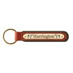Padded leather key fob with an engraved brass nameplate with your choice of text and horse design. Horse Key Fob