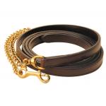 Double ply stitched bridle leather stallion lead with a 30" brass chain from Tory Leather.