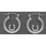 Silver Horseshoe Hoop Earrings - Equestrian Jewelry