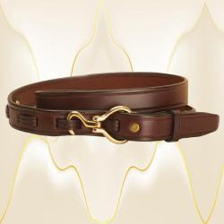Equestrian Havana leather mini hoof pick belt with your choice of a silver or brass hoof pick closure.