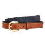 Tory leather cotton web belt with bridle leather billets that is 1" wide.