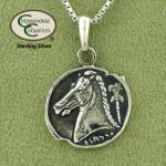 Horse Head Coin Necklace - Sterling Silver - Horse Jewelry