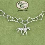 Trotting Horse Heart Link Bracelet - Horse Jewelry