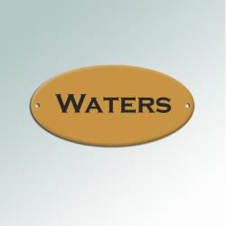 Engraved solid brass oval tack trunk nameplate.