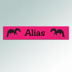 Engraved plastic stall nameplate for your horses' stall door with engraved horse design of your choice. 145+ horse designs to choose from.