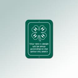 Personalized plastic 4-H sign with your choice of custom engraved text and a 4-H logo.